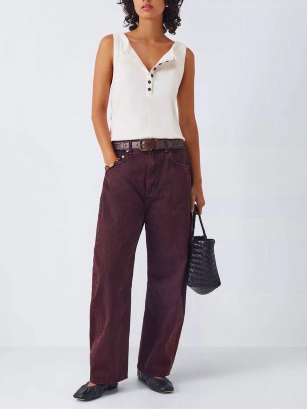 Rag & Bone Charlie High Rise Ankle Barrel Leg Jeans Burnt Burgundy Denim Size 27